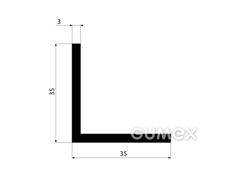 "L" Gummiprofil, 35x35/3mm, 70°ShA, EPDM, -40°C/+100°C, schwarz, 